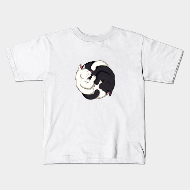 Cute Cat Ying Yang Cat Kitten Lover Kids T-Shirt by ghsp
